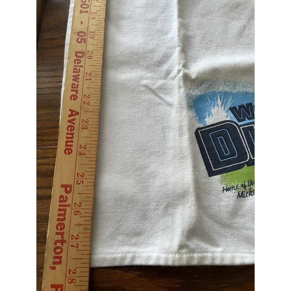 Disney World Souvenir Terry Cloth Towel Printed 1990s White WDW 26.5 X 17